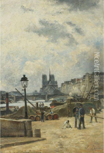 The Seine At Pont Sully And Le Quai Henri Iv Oil Painting - Stanislas Lepine