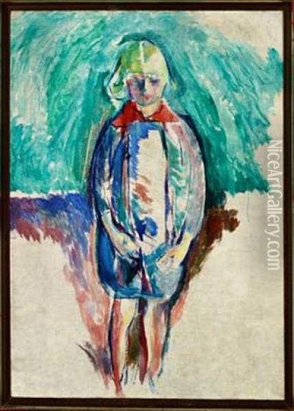 Barnebillede (child Portrait) Oil Painting - Ludvig Peter Karsten