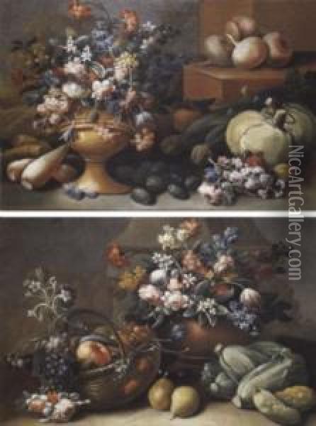 Nature Morte Oil Painting - Felice Fortunato Biggi Dei Fiori