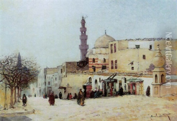 La Mosquee Du Sultan Hassan, Le Caire Oil Painting - Emile Boivin