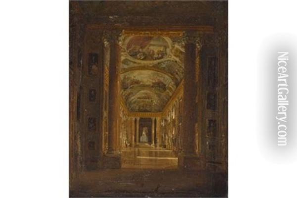 Im Palazzo Colonna Oil Painting - Eduard von Heuss