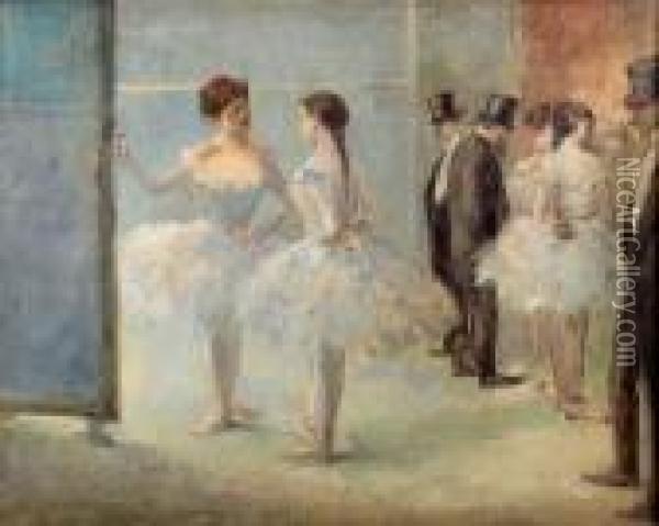 Avant L'entree En Scene Ou Danseuses Dans Les Coulisses De L'opera Oil Painting - Jean-Louis Forain