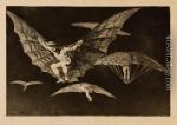 Donde Hay Ganas Hay Mana (modo De Volar) Oil Painting - Francisco De Goya y Lucientes
