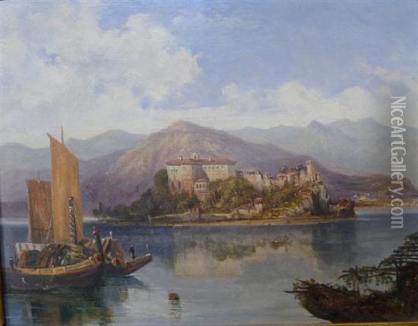 Italian Lake Scene Oil Painting - Arthur Joseph Meadows