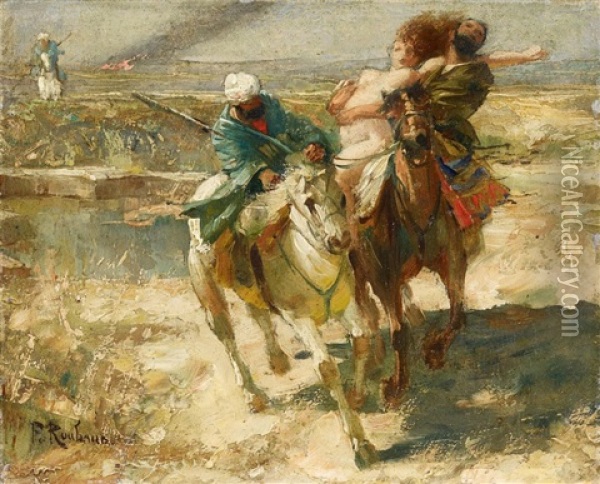 Frauenraub Im Kaukasus Oil Painting - Franz Roubaud
