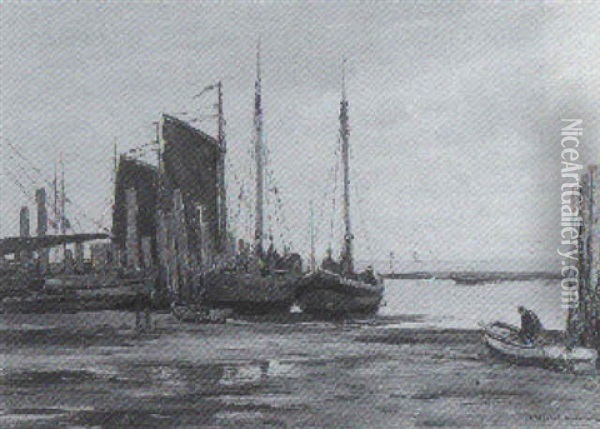 Fischerboote Am Strand Oil Painting - Wilhelm Hambuechen