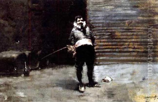 Un Caballero En Una Bedega, Ein Mann In Einem Weinkeller Oil Painting - Eugenio Lucas Velazquez