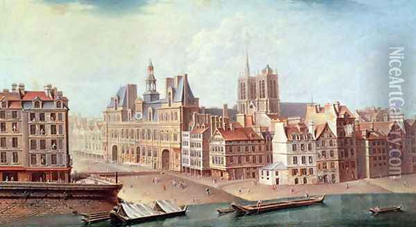 Place de Greve in 1750 Oil Painting - Nicolas Raguenet