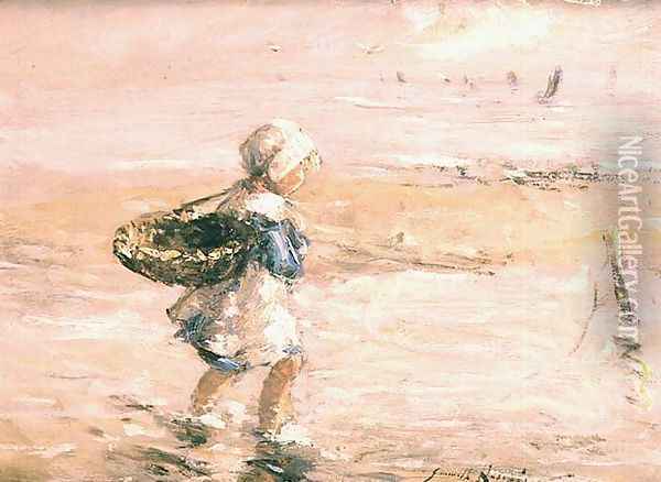 The Little Fishergirl Oil Painting - Robert Gemmell Hutchison
