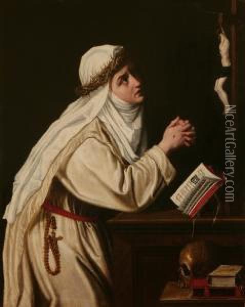 Santa Caterina Da Siena Oil Painting - Cristofano Allori