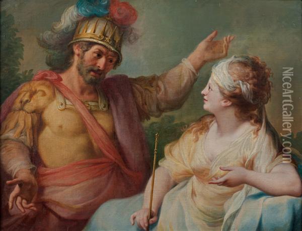 La Rencontre Entre Achille Et Polyxene ( ?) Oil Painting - Johann Heinrich The Elder Tischbein