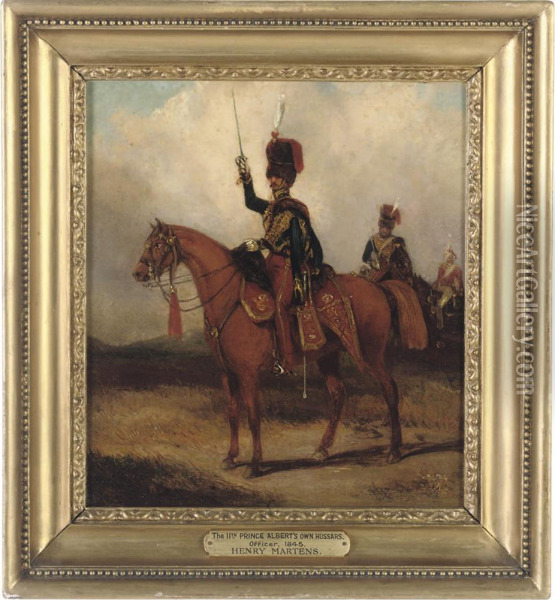 An Officer Of The 11th Prince Albert's Own Hussars Oil Painting - Henry Martens