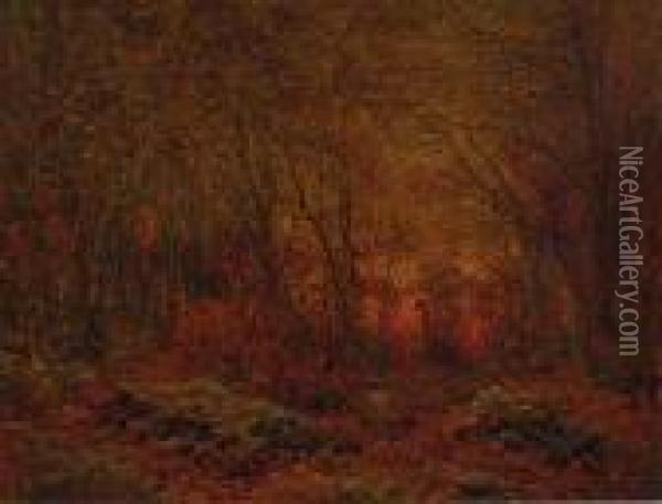 Woodland Sunset Oil Painting - John Joseph Enneking