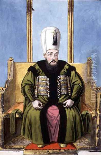 Ahmed I (1590-1617) Sultan 1603-17, from A Series of Portraits of the Emperors of Turkey, 1808 Oil Painting - John Young