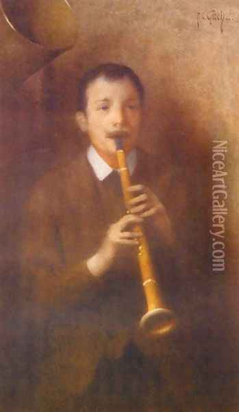 The Clarinet Player Oil Painting - Thomas Cooper Gotch