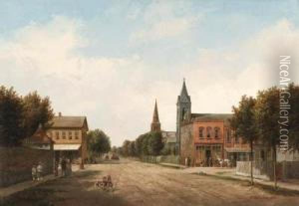 First Street, Village Of Niagara Oil Painting - Ferdinand Reichardt