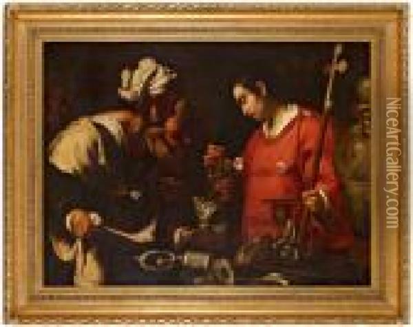 Elemosina Di S. Lorenzo Oil Painting - Bernardo Strozzi