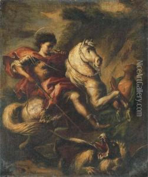 Saint George And The Dragon Oil Painting - Lieven Mehus