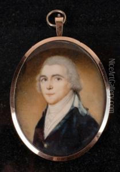 Portrait Miniature Of A Gentleman Oil Painting - Thomas Peat