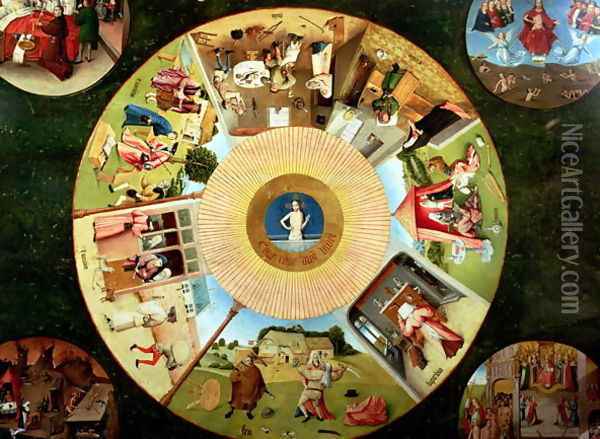 Tabletop of the Seven Deadly Sins and the Four Last Things (2) Oil Painting - Hieronymous Bosch