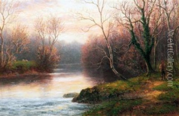 On The Nidd, Near Knaresborough (+ Another, Pair) Oil Painting - William Mellor