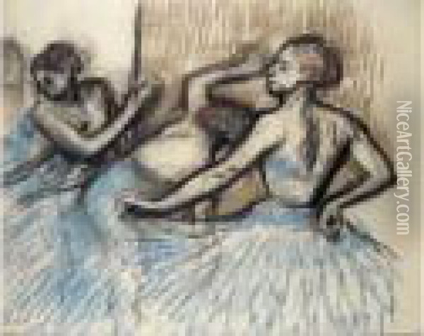 Groupe De Danseuses, Vers 1900. Oil Painting - Edgar Degas