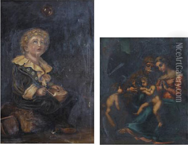 Virgin And Child, With Saints Anne And John The Baptist Oil Painting - Leonardo Da Vinci