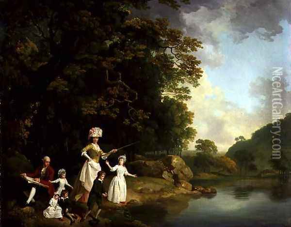 George and Mary Browne with their Five Elder Children, c.1773-4 Oil Painting - Francis Wheatley