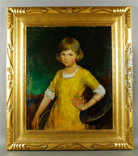 Girl In The Yellow Dress, Portrait Of Joan Becker Oil Painting - Charles Webster Hawthorne