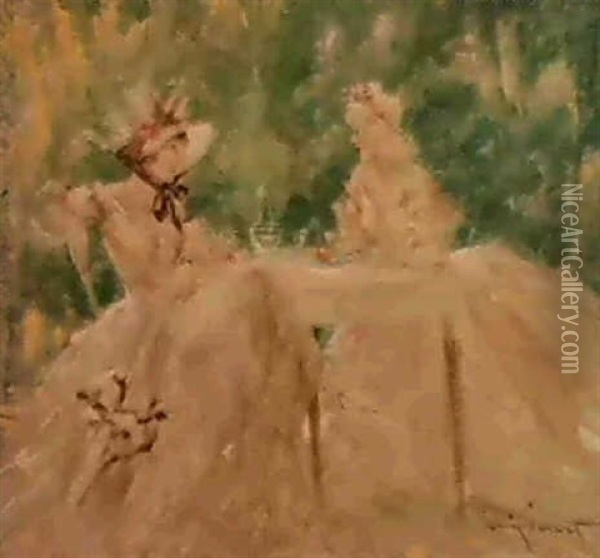 'a La Guinguette' Oil Painting - Louis Icart
