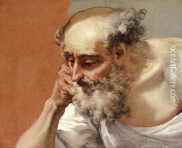 Head Study of an Elderly Bearded Man Oil Painting - Mauro Gandolfi