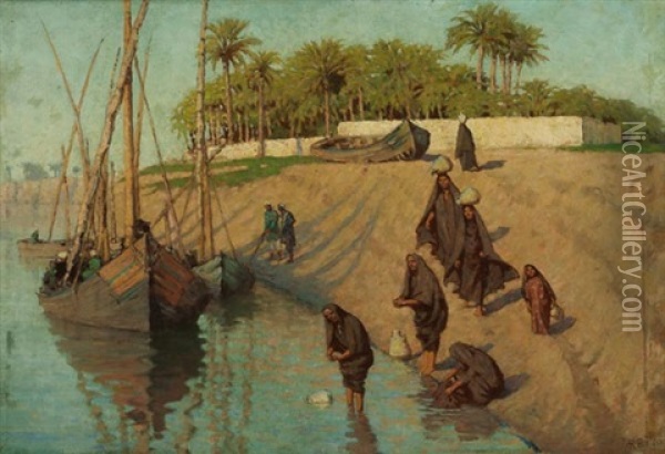 Along The Banks Of The Nile Oil Painting - Anna Richards Brewster