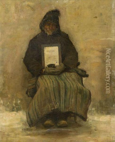 Mendiant Assis, Probable Etude Pour < La Toussaint > Oil Painting - Emile Friant