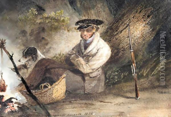 A Hunter With His Dogs Oil Painting - Newton Fielding