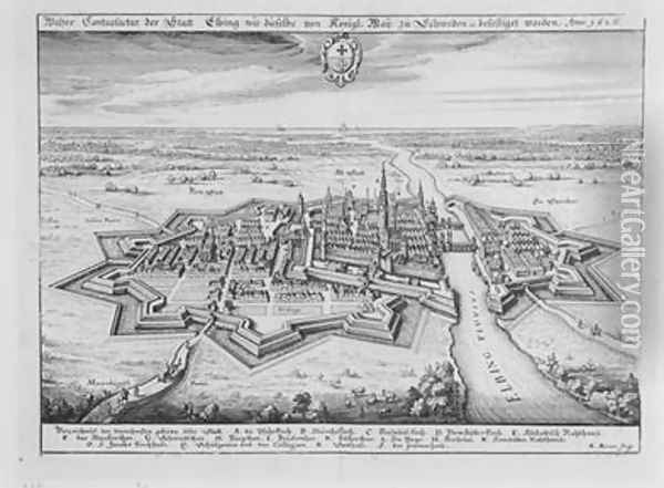 View of Elbing in 1626 fortified by the protestant Swedes from Theatrum Europaeum Oil Painting - Matthaus the Elder Merian