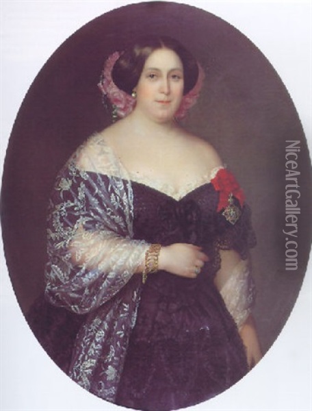 Retrato De La Duquesa De San Carlos Oil Painting - Eduardo Balaca y Canseco