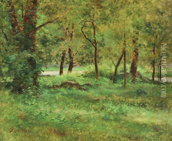 Forest Clearing With Stream Oil Painting - Delancey W. Gill