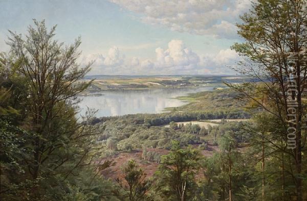 A View From Hans Christian Andersen's Bank, Himmelbjergit, Denmark Oil Painting - Peder Mork Monsted