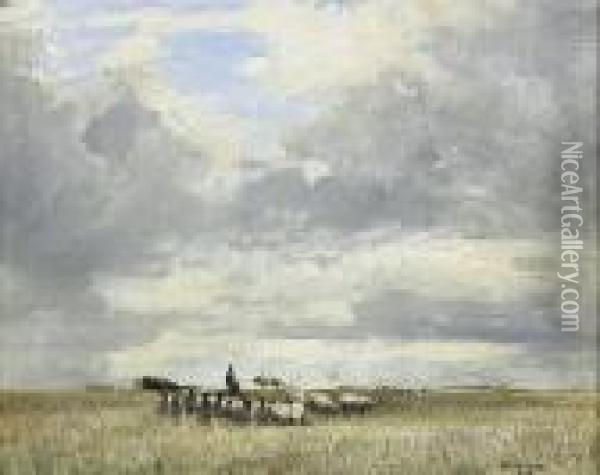 Sheep In A Landscape Oil Painting - William Page Atkinson Wells