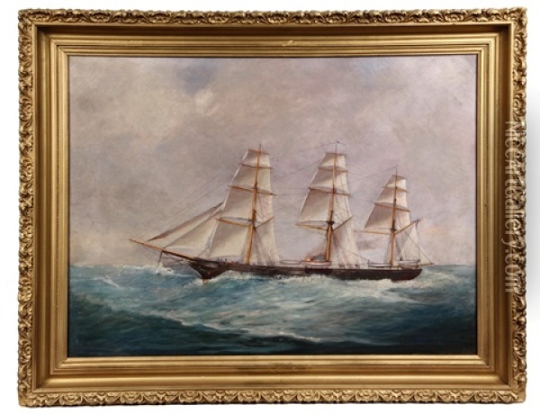 Whaler Underway In High Seas Oil Painting - Clement Nye Swift
