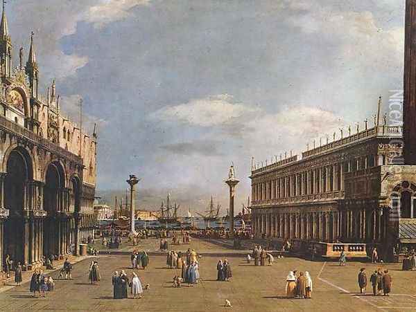 The Piazzetta Oil Painting - (Giovanni Antonio Canal) Canaletto