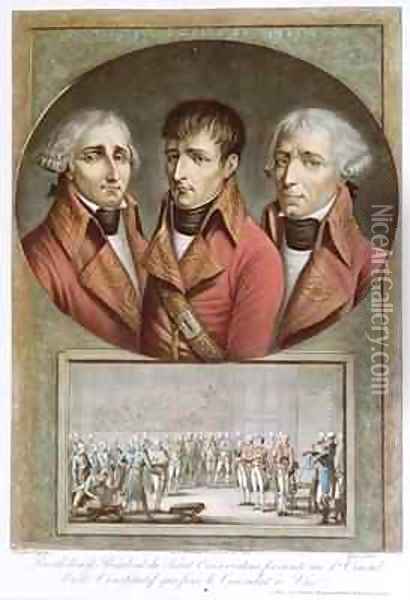 Portrait of the Three Consuls of the Republic and Barthelemy Presenting the Consitutional Act Proclaiming Napoleon I as Emperor for Life to the Premier Consul Oil Painting - Jean Duplessis-Bertaux