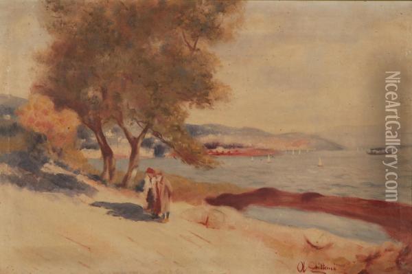 Figure In Riva Al Mare Oil Painting - Francesco Ghittoni