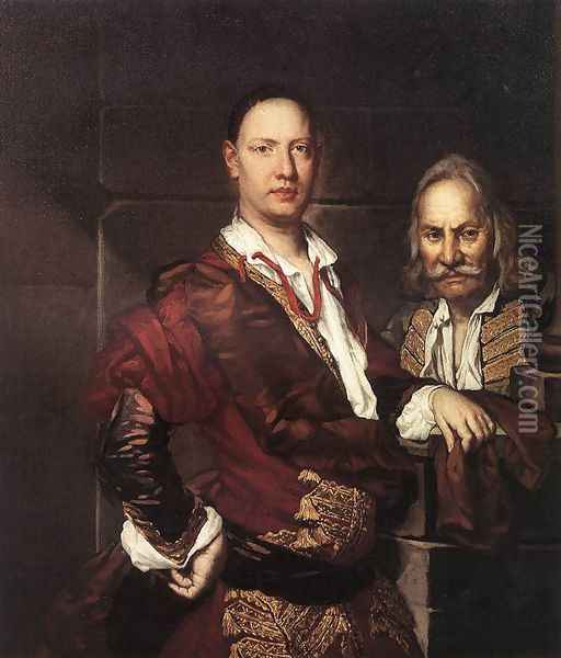 Portrait Of Giovanni Secco Suardo And His Servant Oil Painting - Vittore Ghislandi