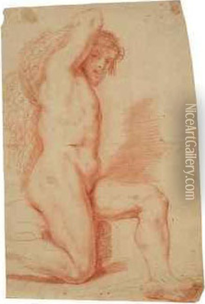Homme Nu Agenouille Portant Un Fagot Sur Le Dos Oil Painting - Guercino