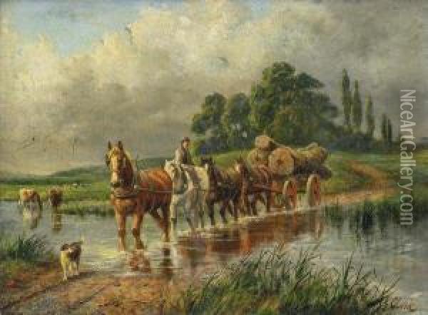 A Busy Day At The Farm Oil Painting - Joseph Clark
