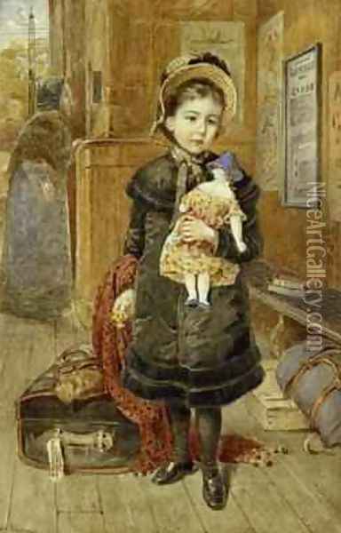 Going to School Oil Painting - Miss Eliza F. Manning