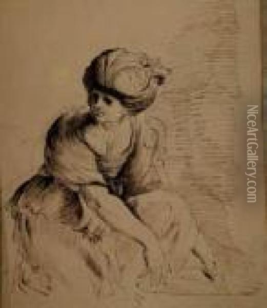 Girl Kneeling With Turban Oil Painting - Guercino