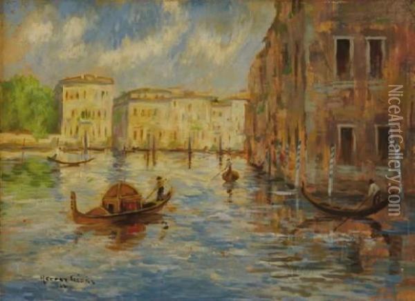 Vue De Venise Oil Painting - Cesar Maria Herrer Marcher