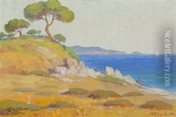 Harbor Scene Oil Painting - Pandelis G. Zograffos